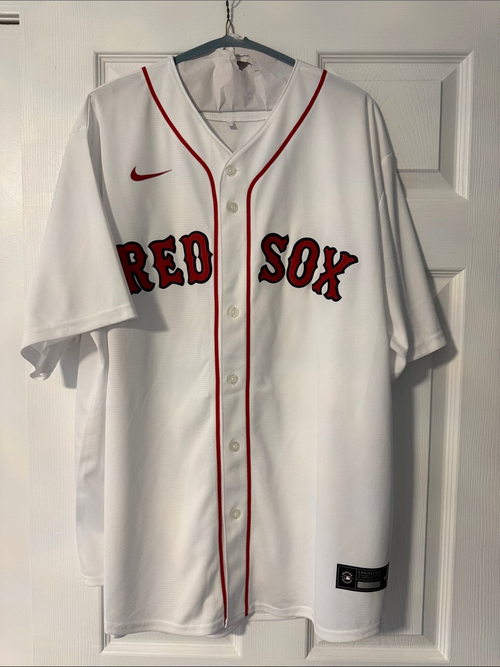 Nike White and Red Boston Red Sox Baseball Jersey